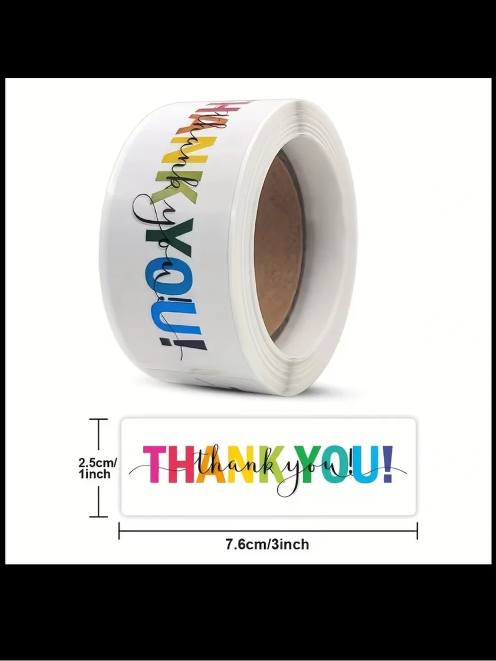 Thank You Rainbow Stickers Roll - Multicolor